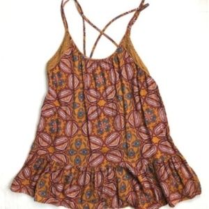 Melrose and Market XS Brown Paisley Strappy Top